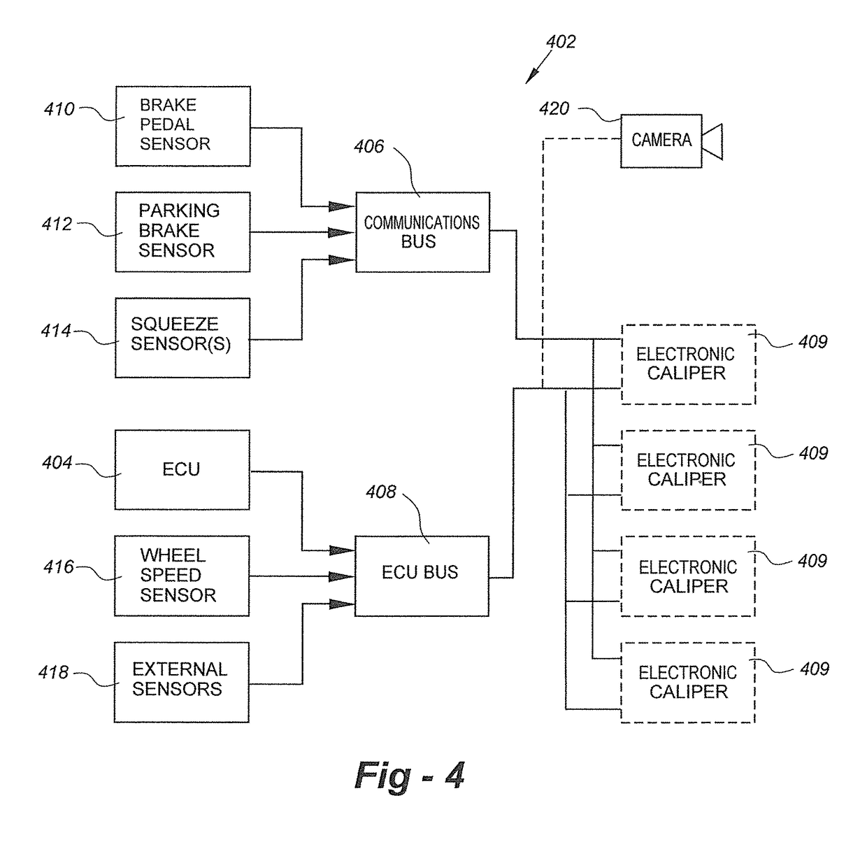 Steering wheel squeeze-activated vehicle braking system