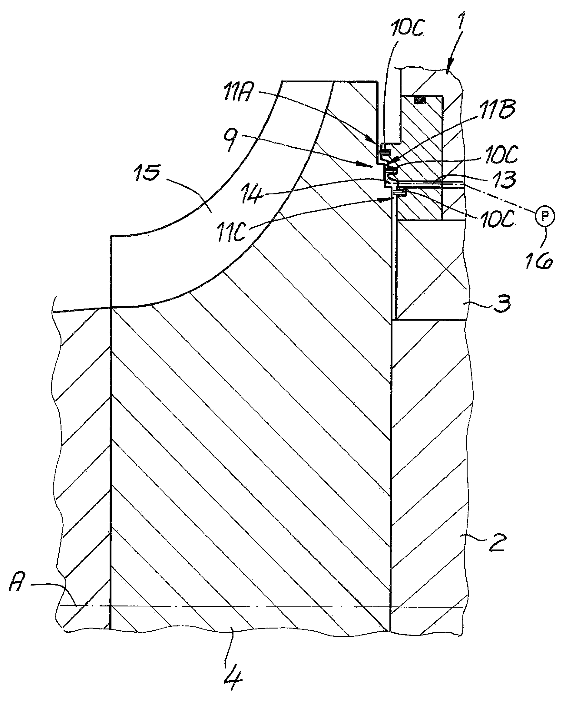 Axial shaft seal for a turbomachine