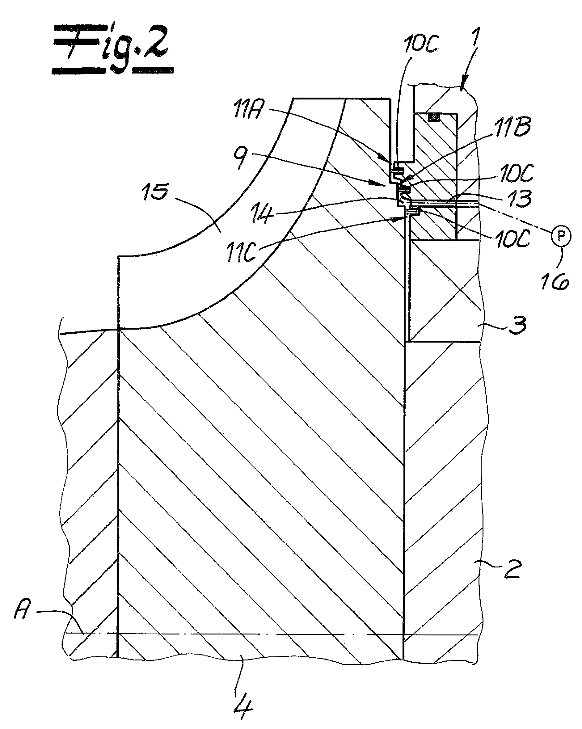 Axial shaft seal for a turbomachine