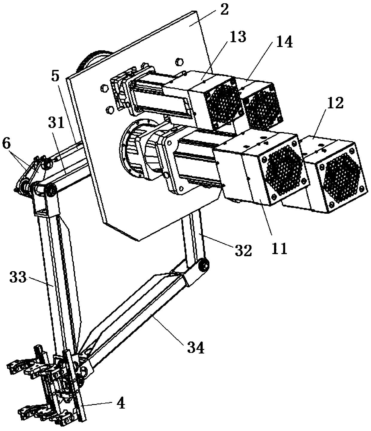 Cylindrical glass product mechanical clamping arm with two-degree-of-freedom adjustment and control method thereof