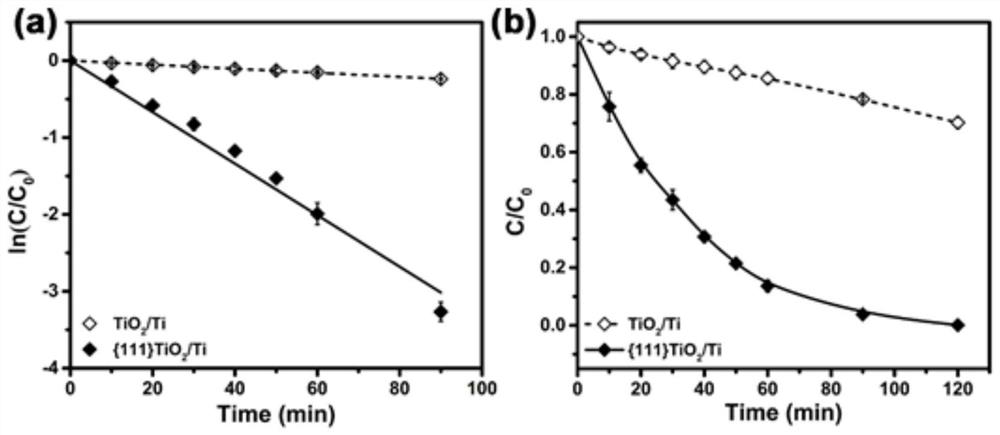 {111} crystal face highly-exposed titanium dioxide efficient photoelectrode and preparation and application thereof