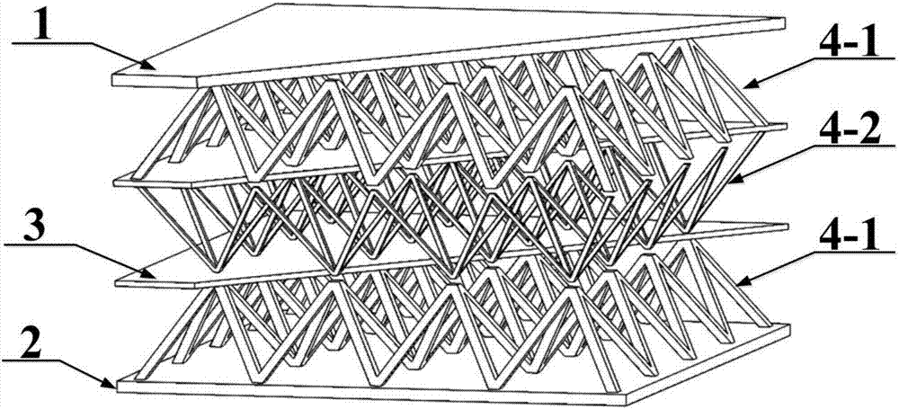 Multilayer gradient lattice sandwich panel and preparation method thereof