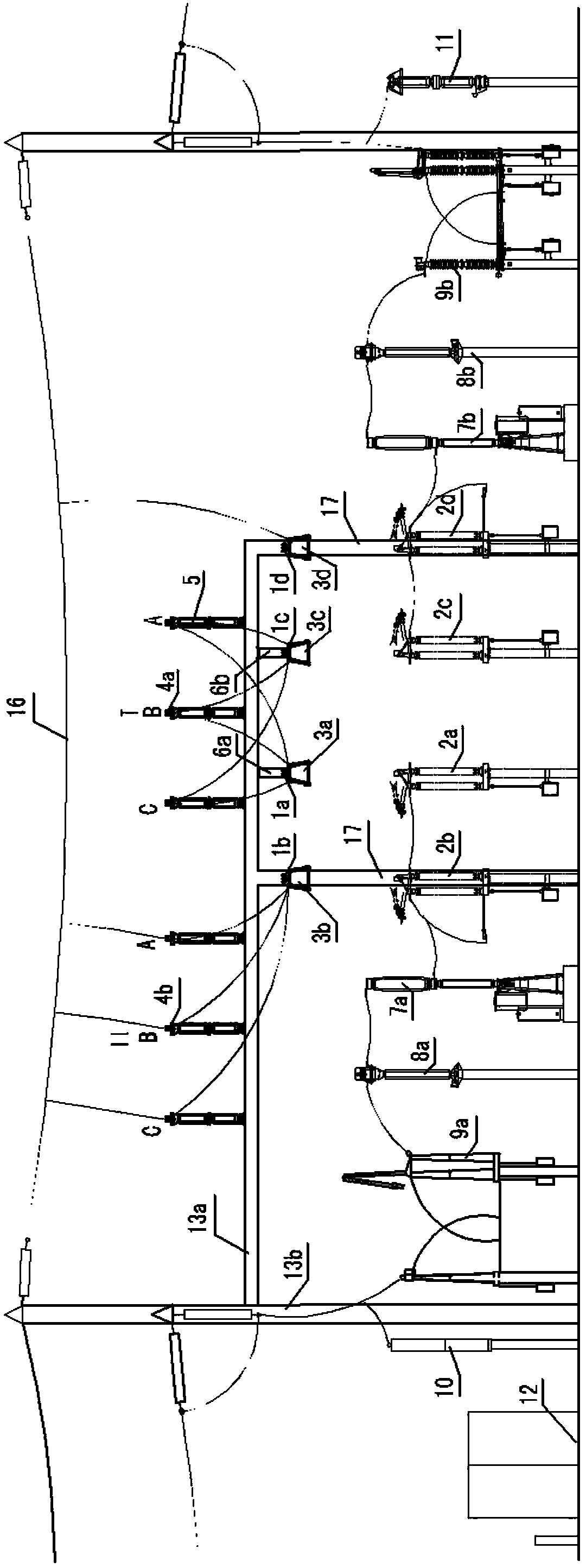 Arrangement method of dual-bus and dual-row arranged type AIS (air insulated switchgear) power distribution device of substation