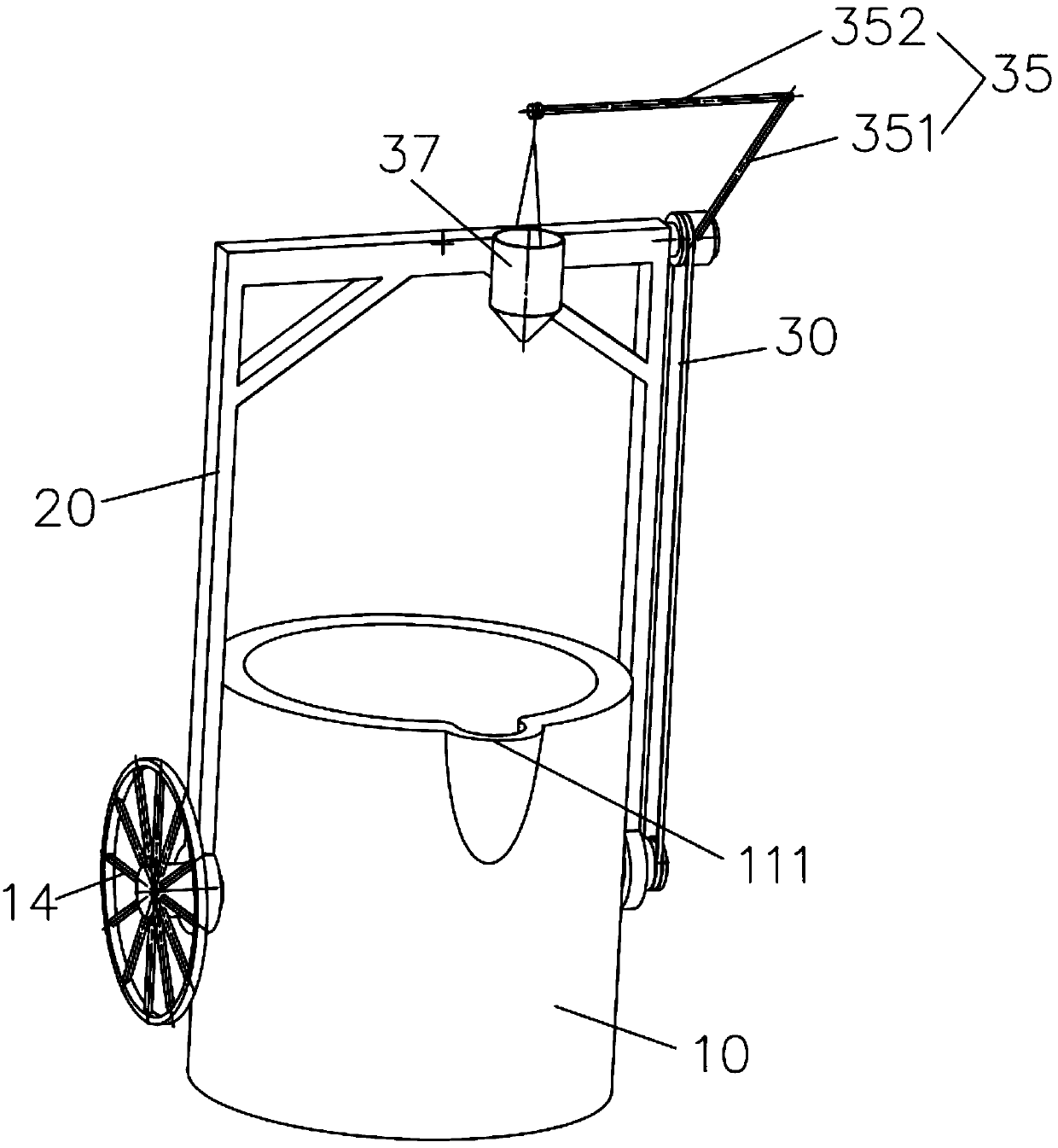 Set up pouring device for inoculation and spheroidization synchronous positioning mechanism