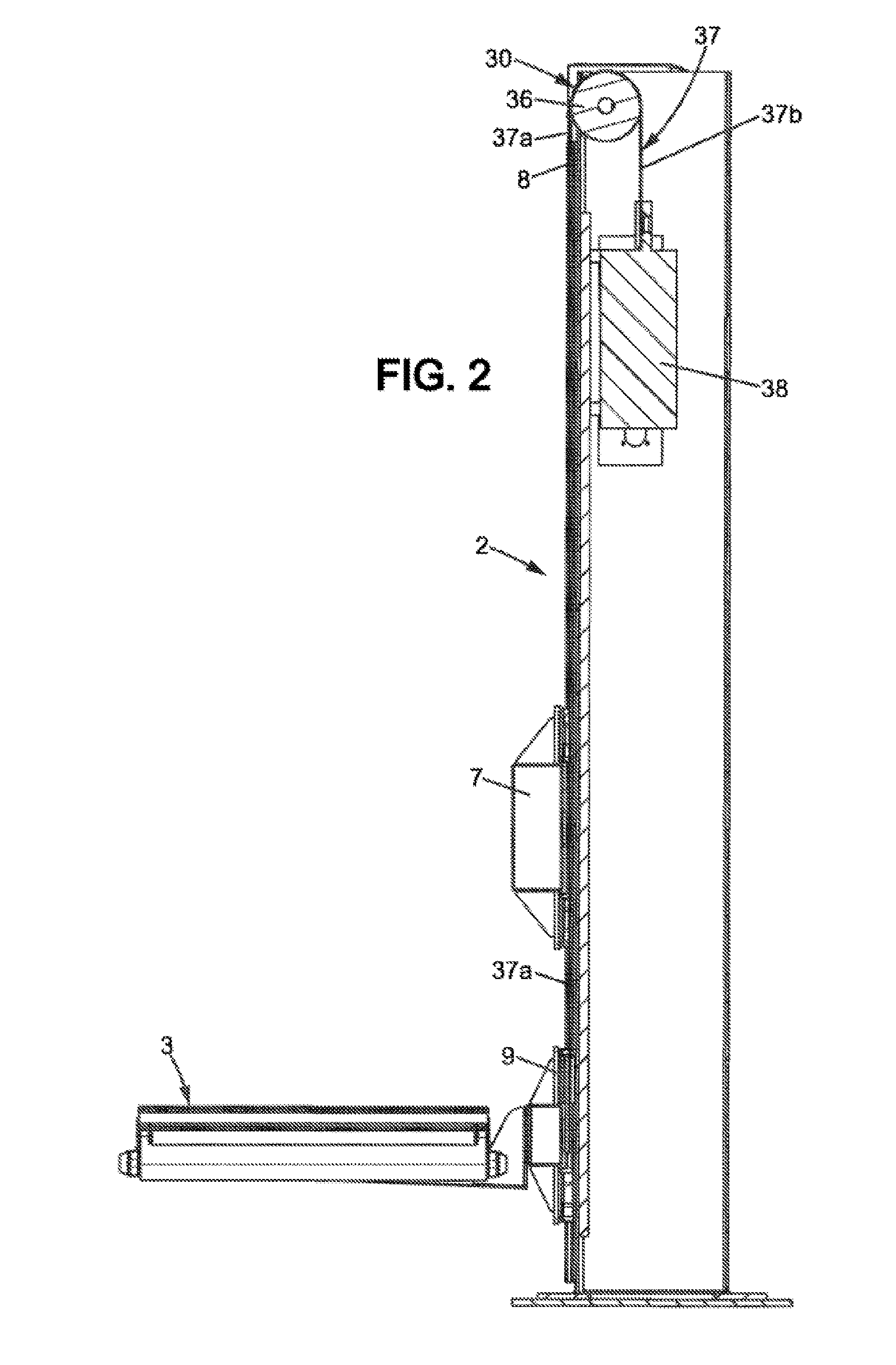Device for transferring pre-formed layers of objects to the top of a pallet