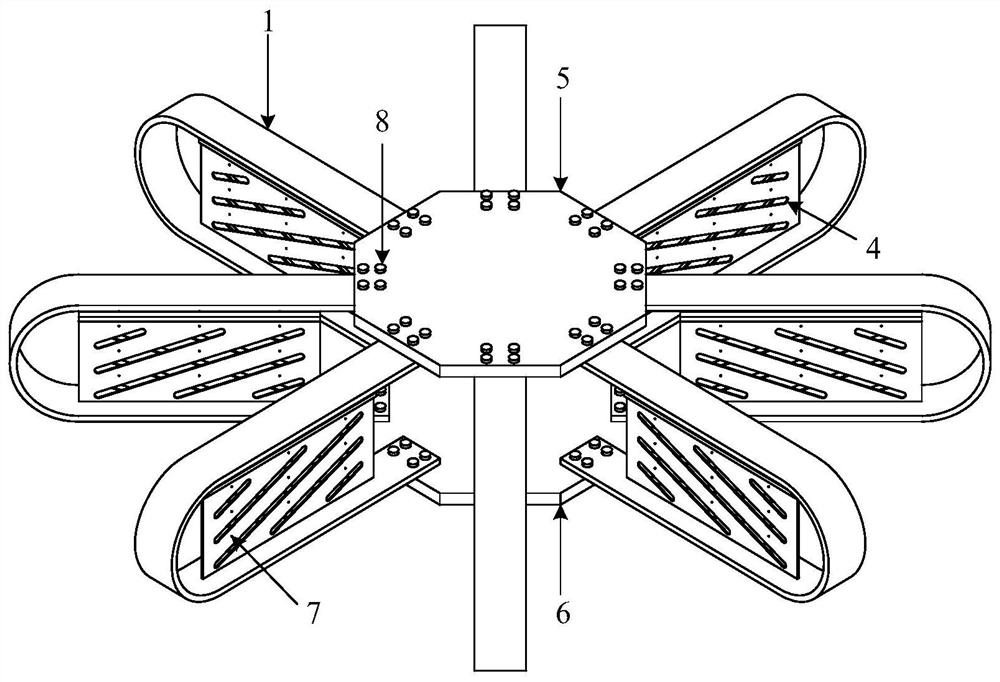 A detachable U-shaped corrugated belt double-layer steel plate damper with oblique seams