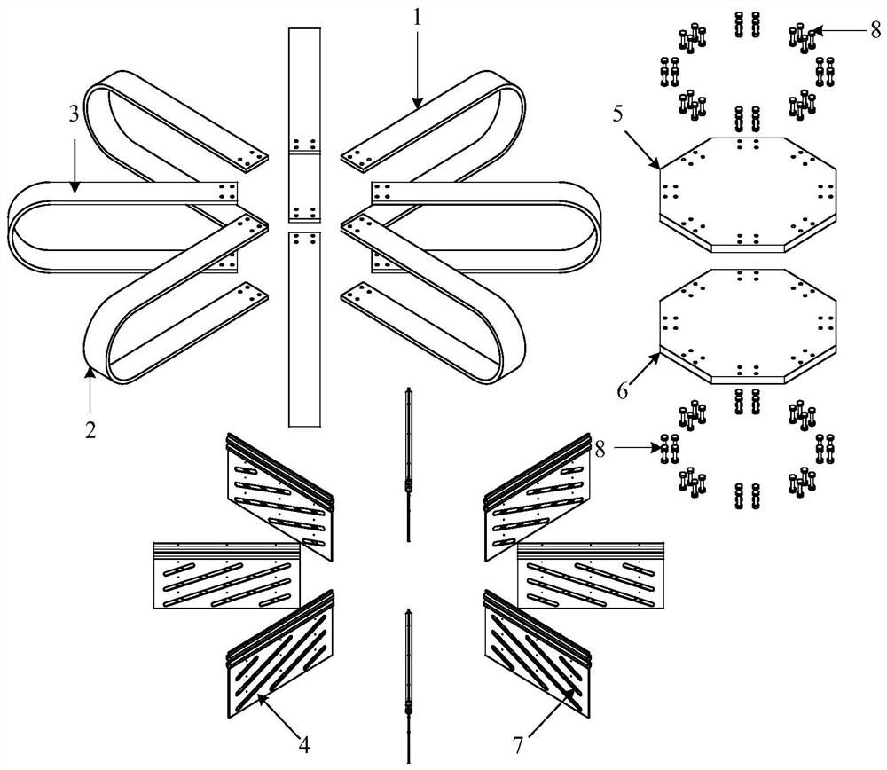 A detachable U-shaped corrugated belt double-layer steel plate damper with oblique seams