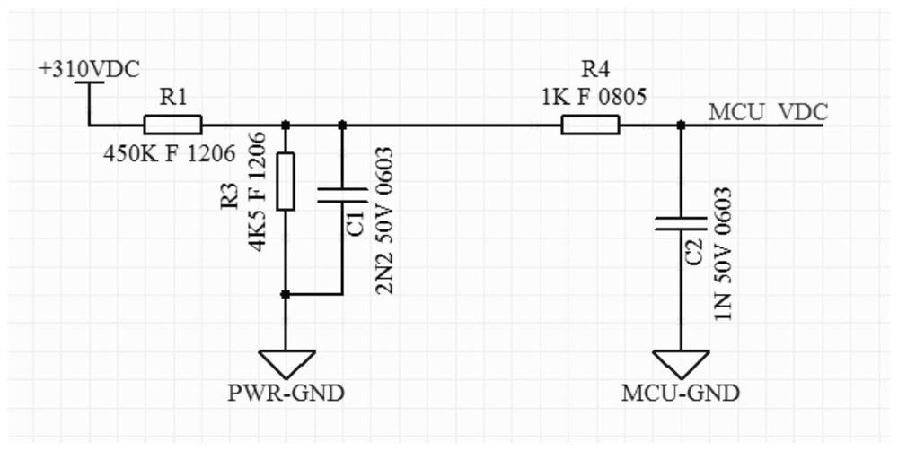 High voltage DC non-isolated voltage sampling circuit