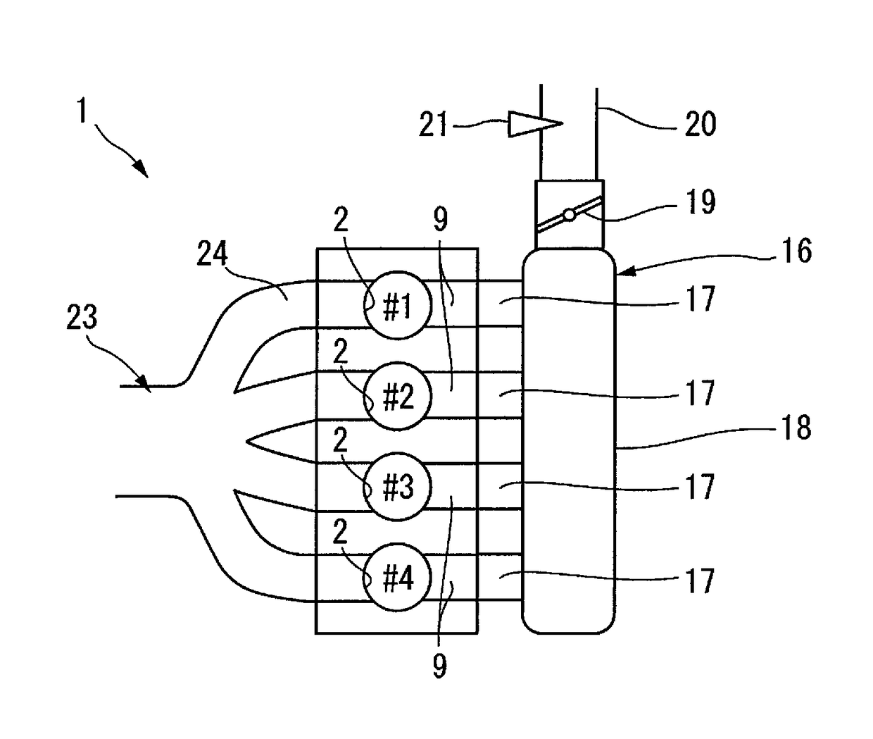 Four-cylinder engine and method of operating four-cylinder engine