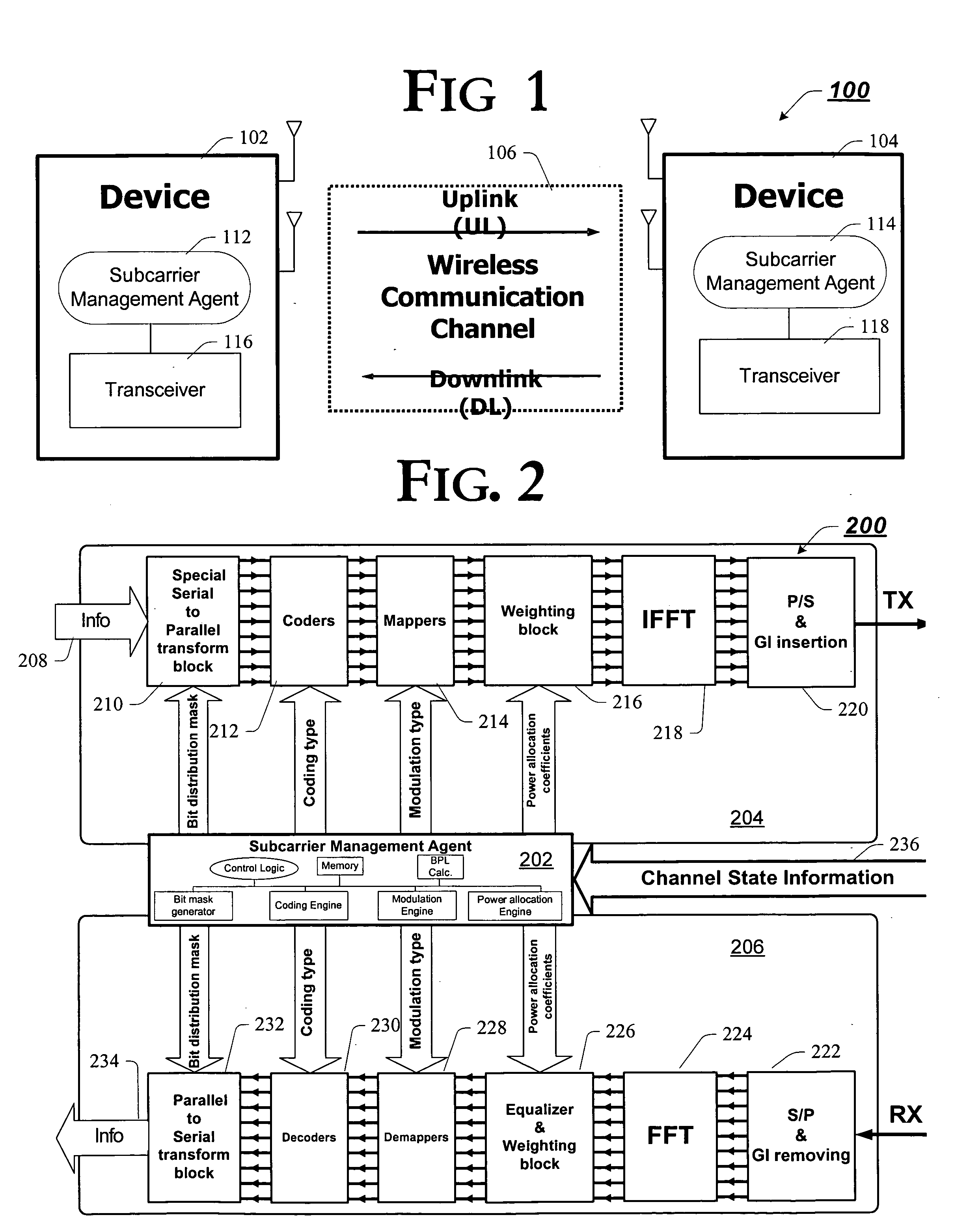 Adaptive multicarrier wireless communication system, apparatus and associated methods