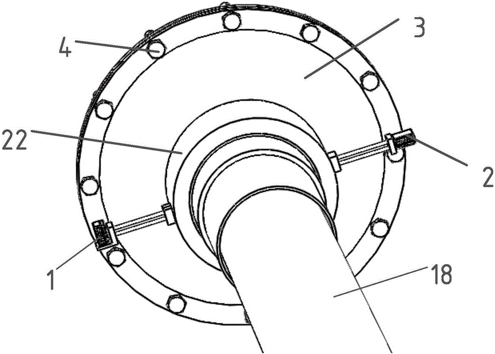 Aeroengine low pressure turbine shaft disc fastening force detection method and device based on linear laser displacement sensor set