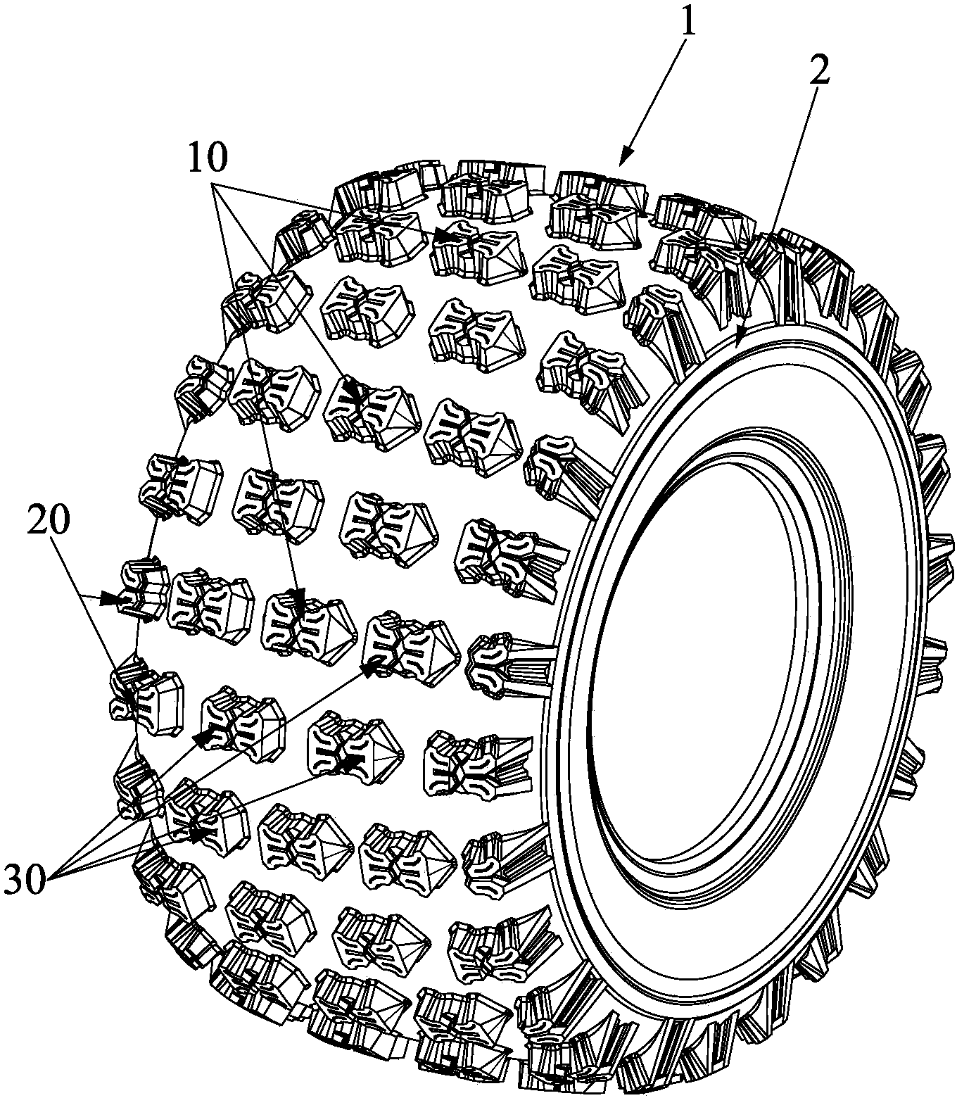Tire tread pattern structure for all-terrain vehicle
