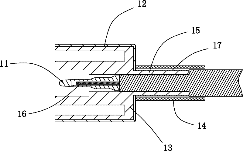 Crimp-type coaxial connector and connection method thereof