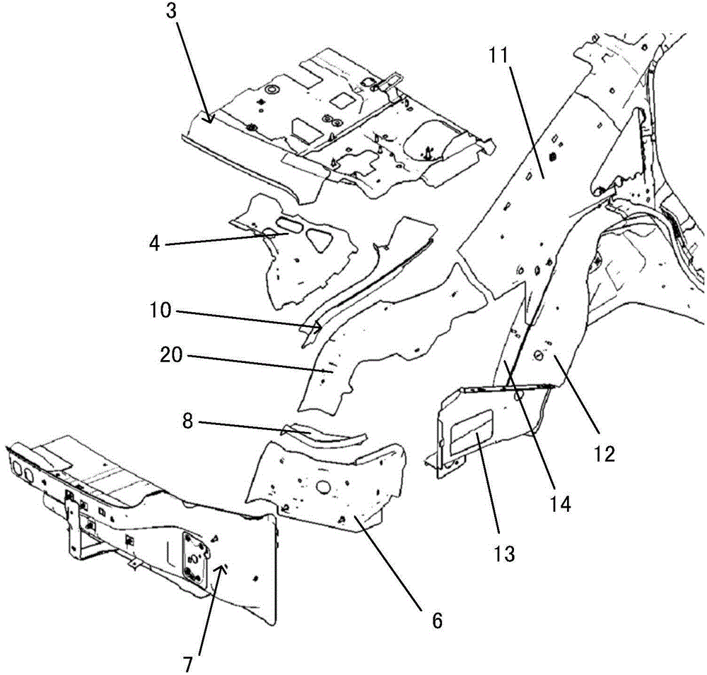 Reinforcing device for rear body of vehicle