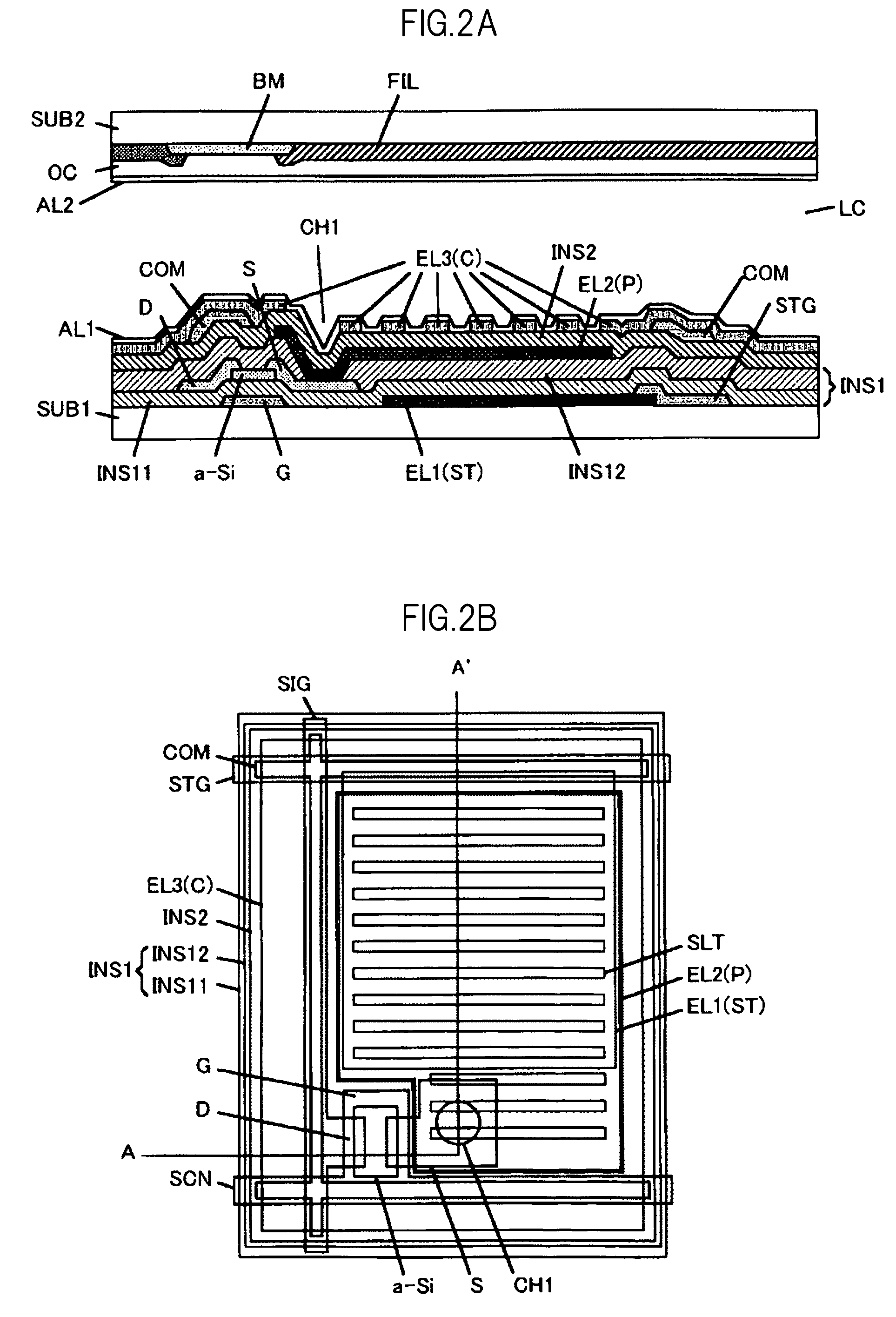 Liquid crystal display device having first, second, and third transparent electrodes that form first and second storage capacitors
