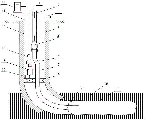 Device and method for horizontal gas well to drain liquid and produce gas