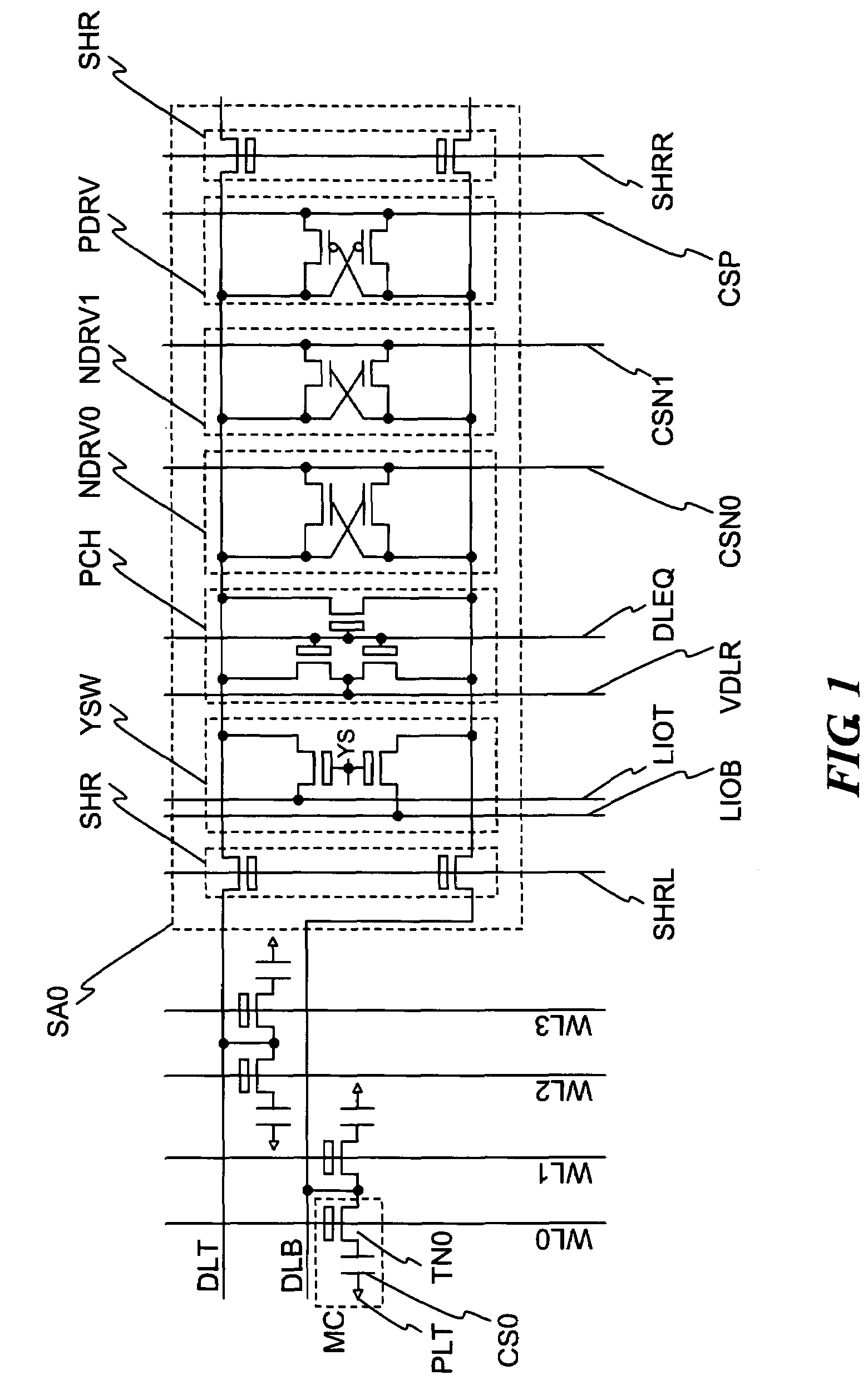Memory device having high speed sense amplifier comprising pull-up circuit and pull-down circuits with different drivability for each