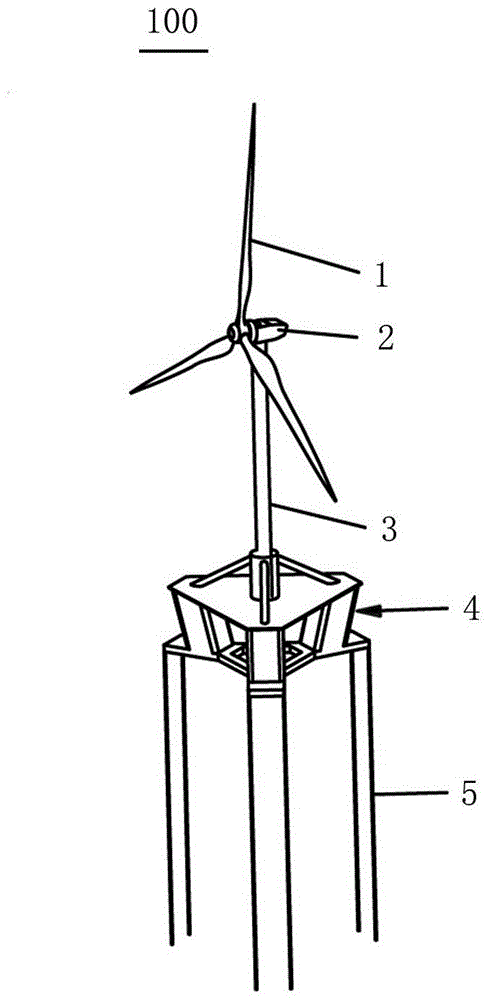 Outward floating tension leg floating wind turbine foundation, offshore wind power generator and construction method