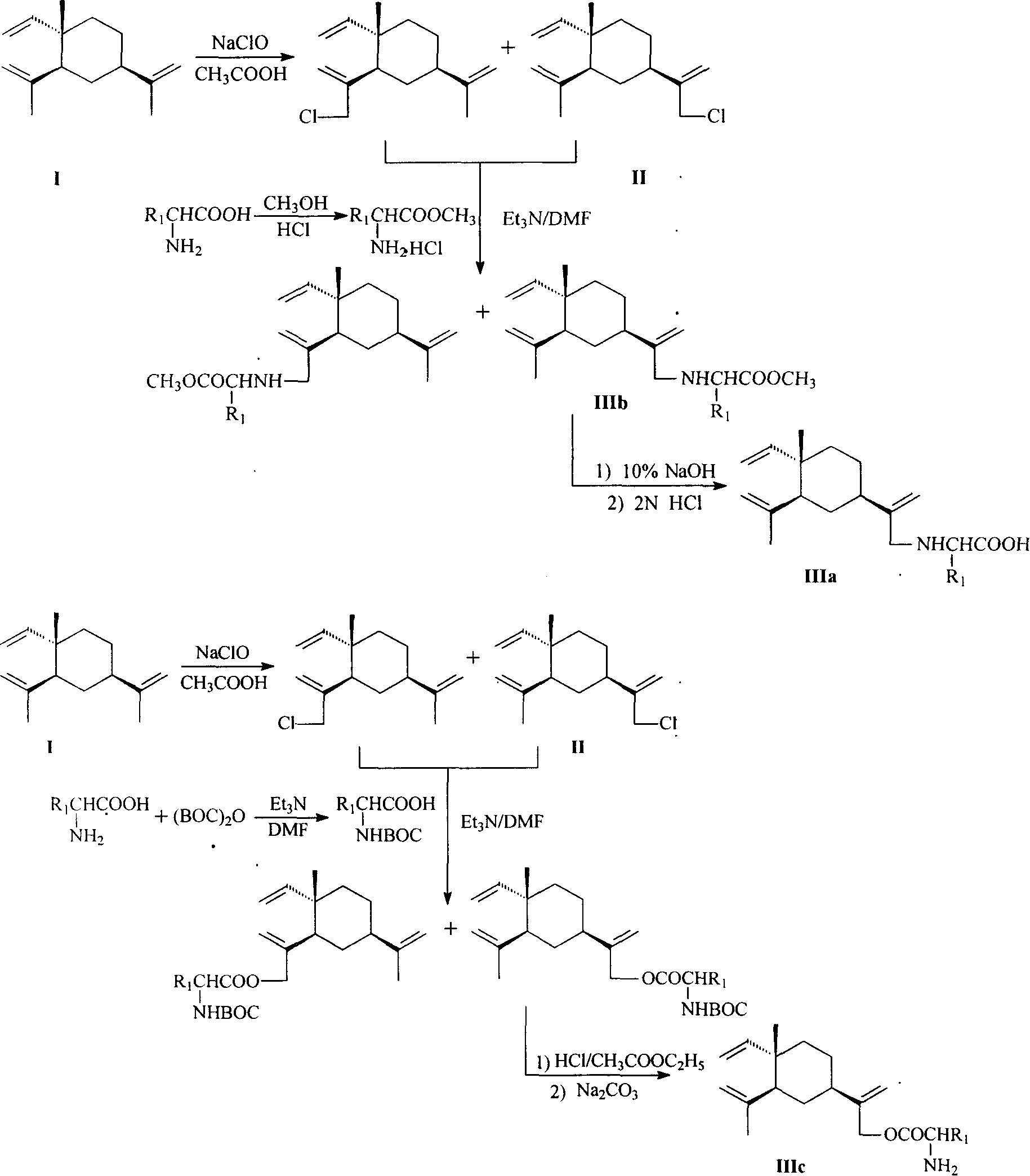 Beta-elemene amino acid or carboxylic acid derivatives and preparation process and use thereof