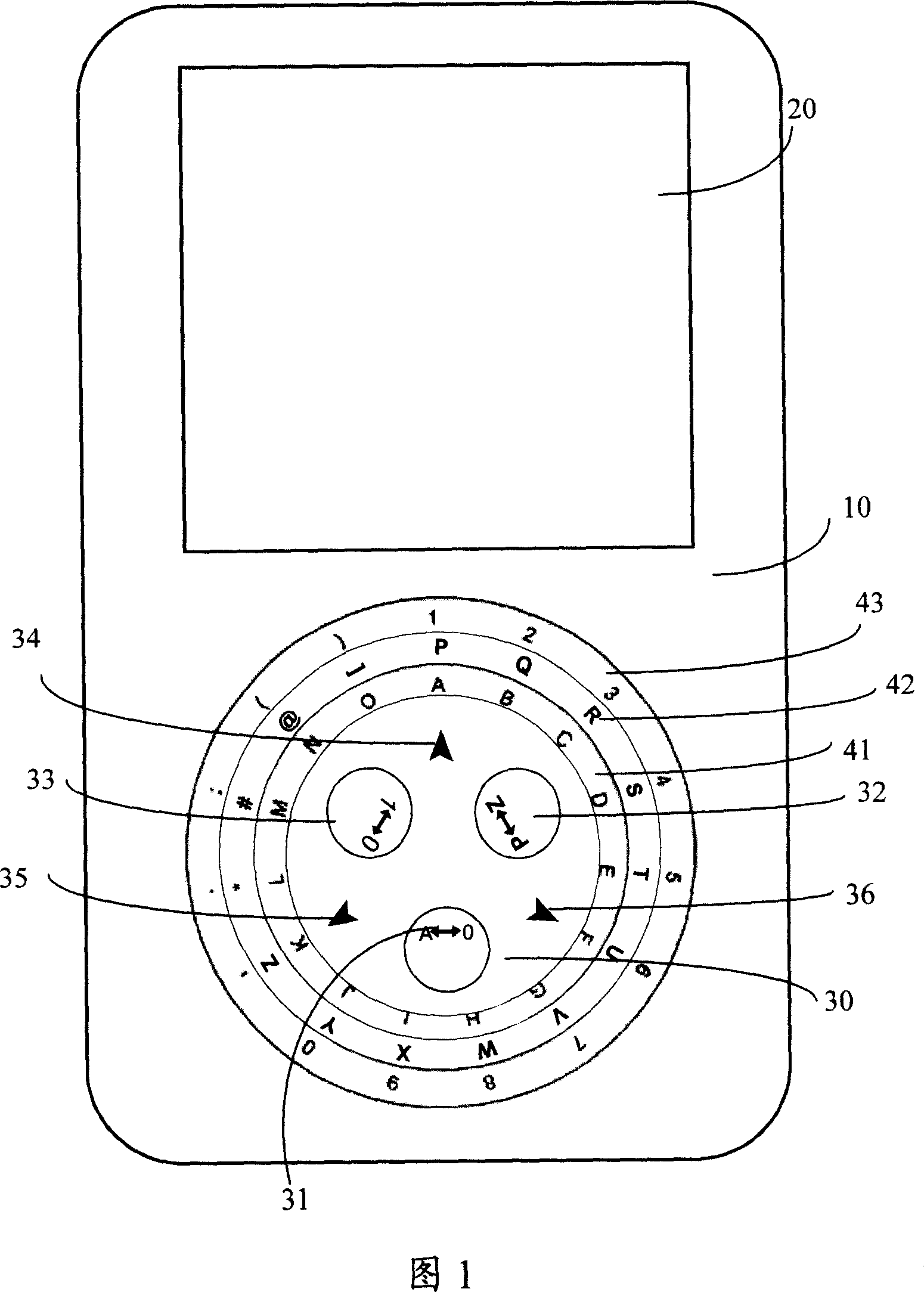 Electronic installation with character input fly shuttle