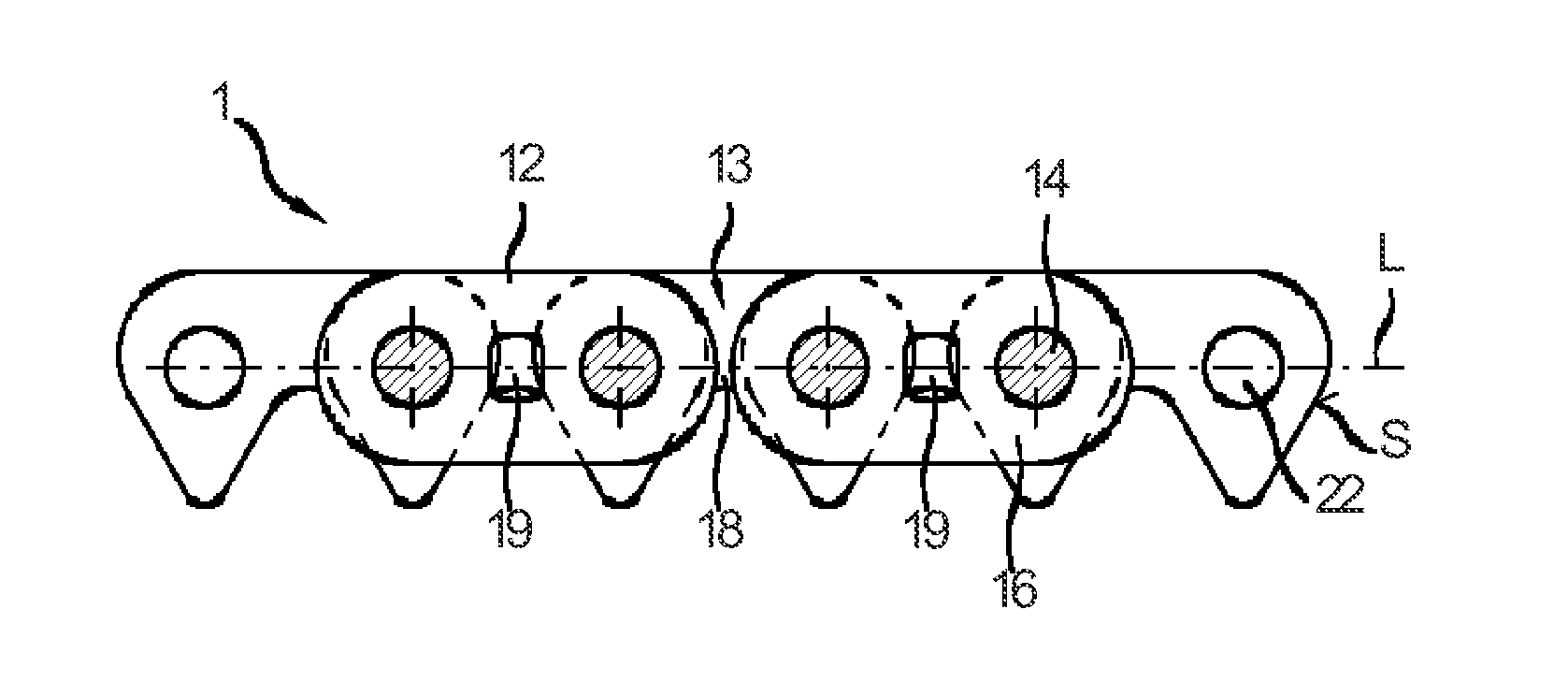 Articulated chain with expansion-type outer link plate