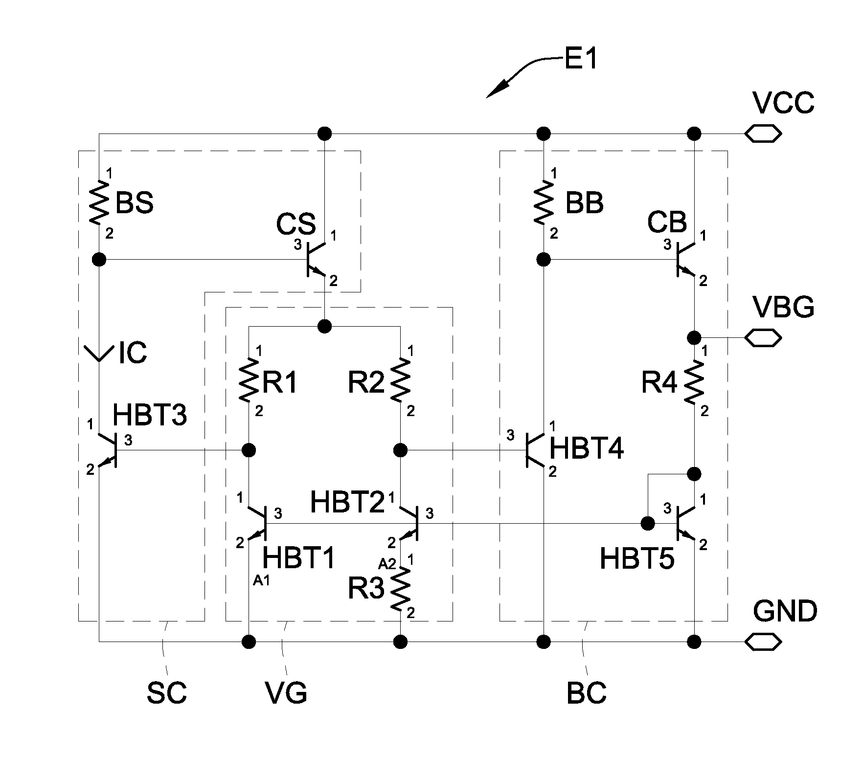 Bandgap reference circuit and method for producing the circuit