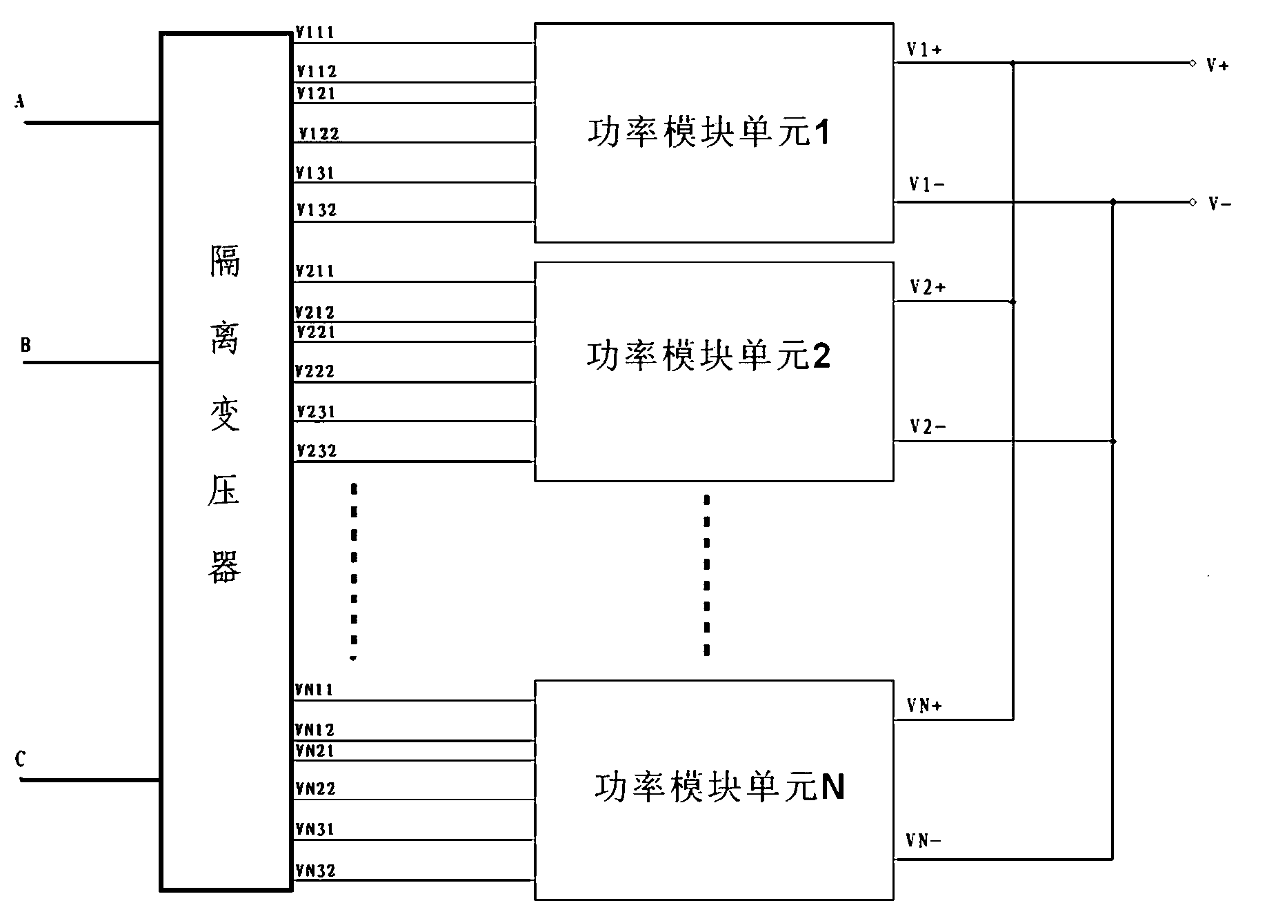 Large-capacity inversion grid-connected device