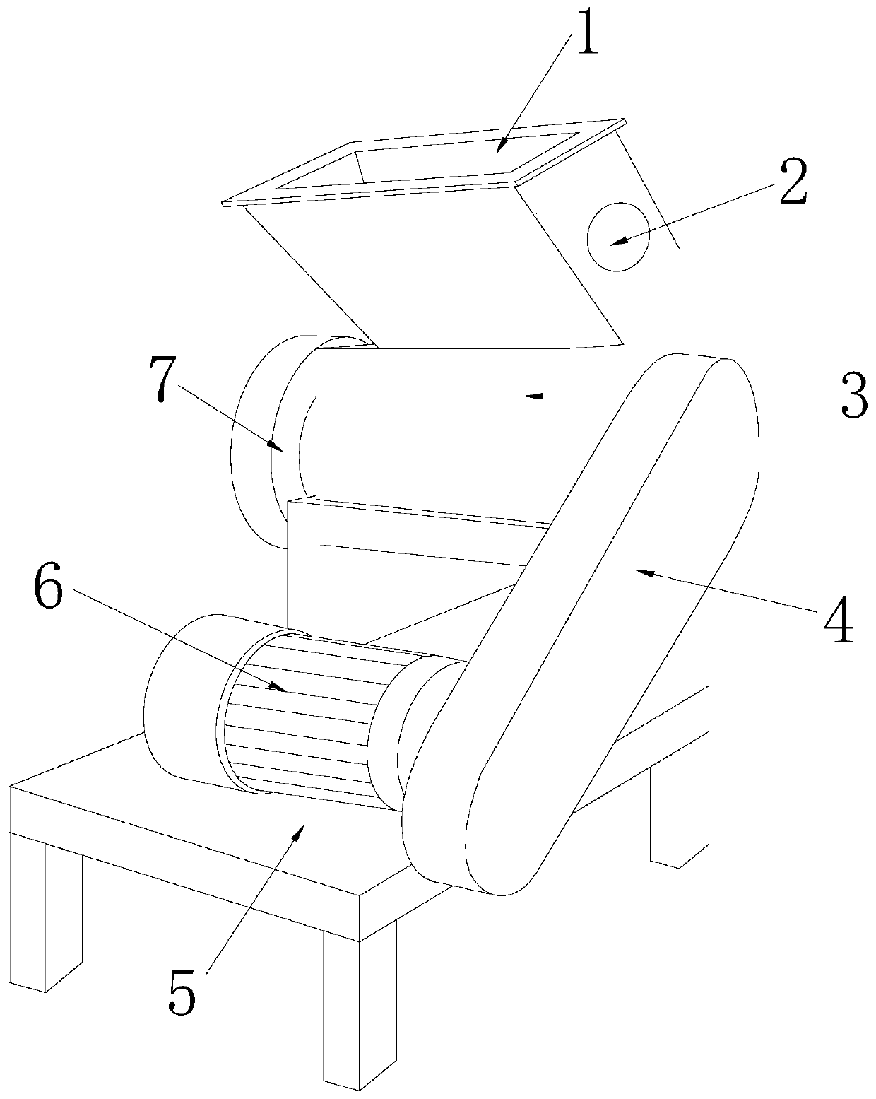 Rubber crushing device for rubber production