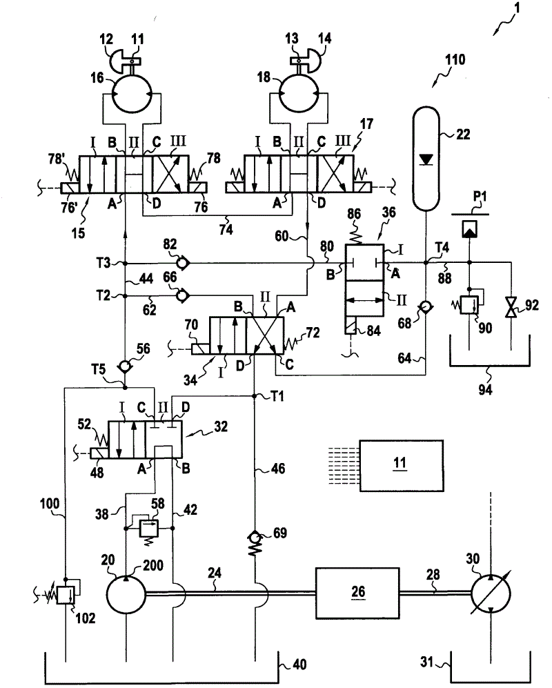 Hydraulic transmission device allowing the recovery of energy