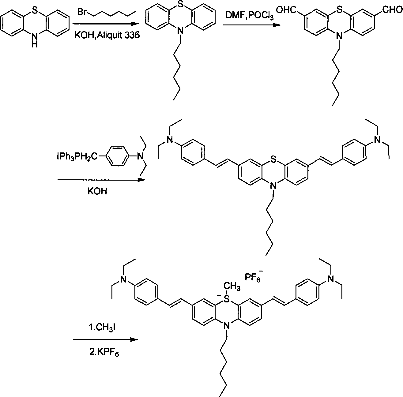 Phenothiazine double-photon photoacid initiator and preparation method thereof