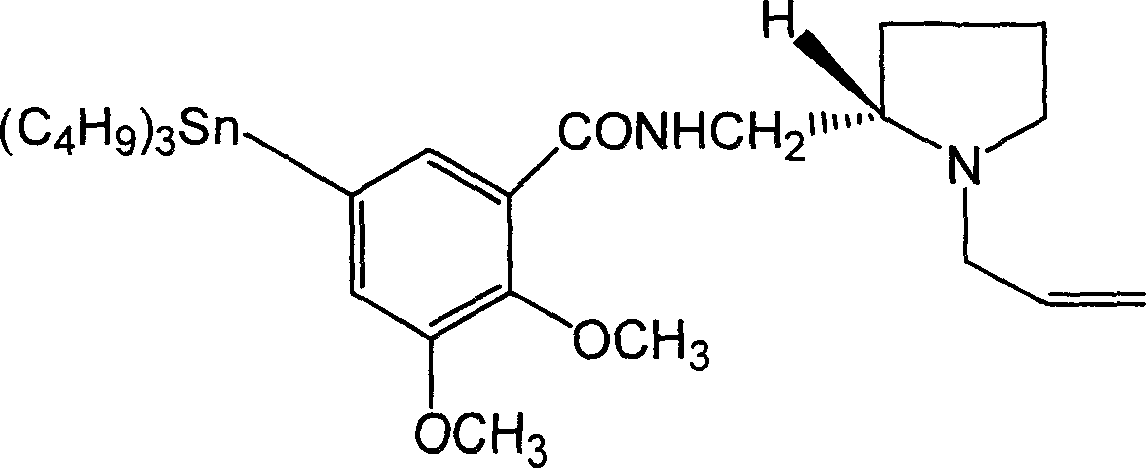(s)-(-)-5-tributyltin-n-[(1-allyl-2-pyrrolidinyl)methyl]-2,3-dimethoxybenzamide preparation method