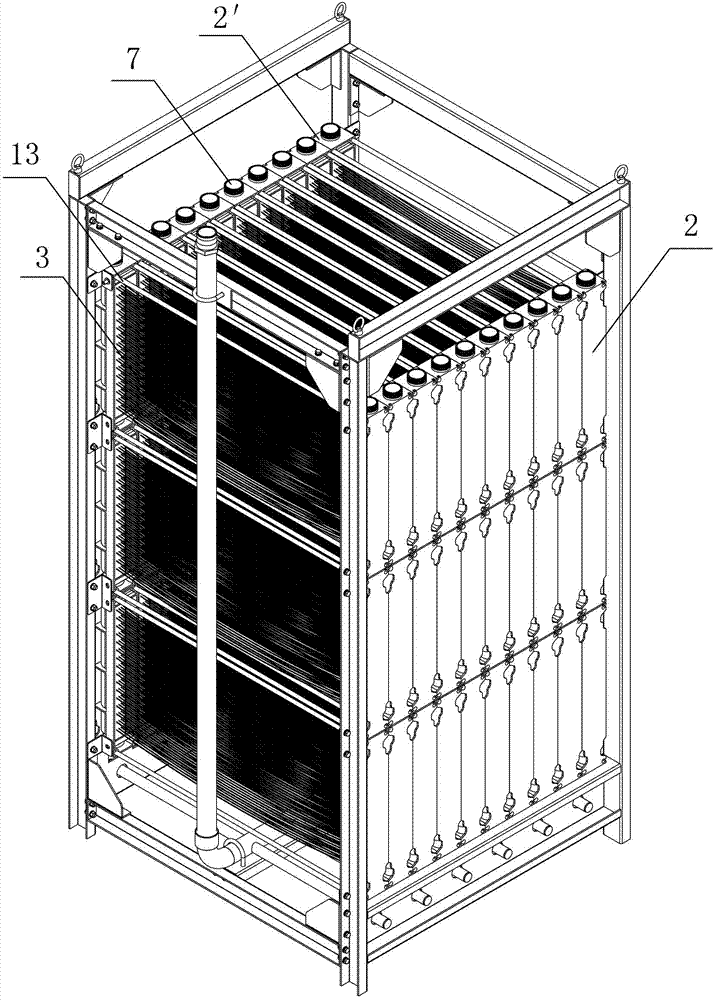 Enhanced external pressing hollow fibrous membrane assembly easy to assemble and capable of being integrated