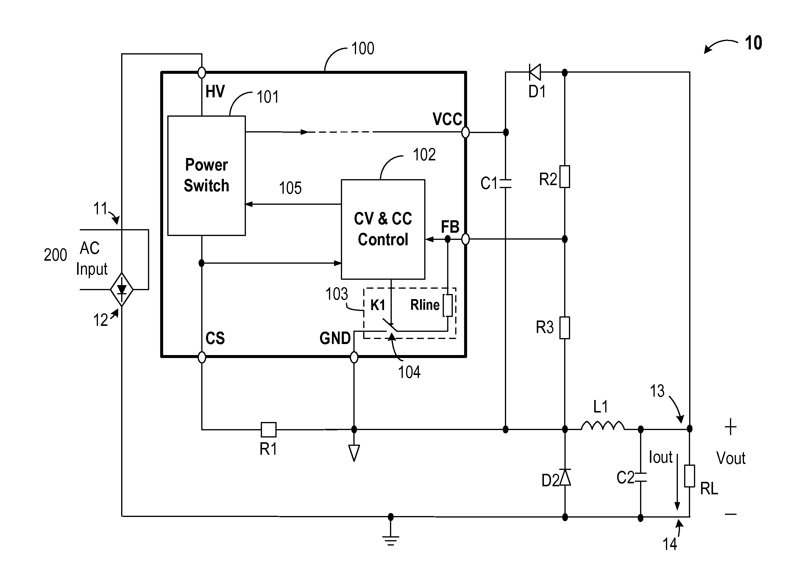 Constant-voltage and constant-current buck converter and control circuit