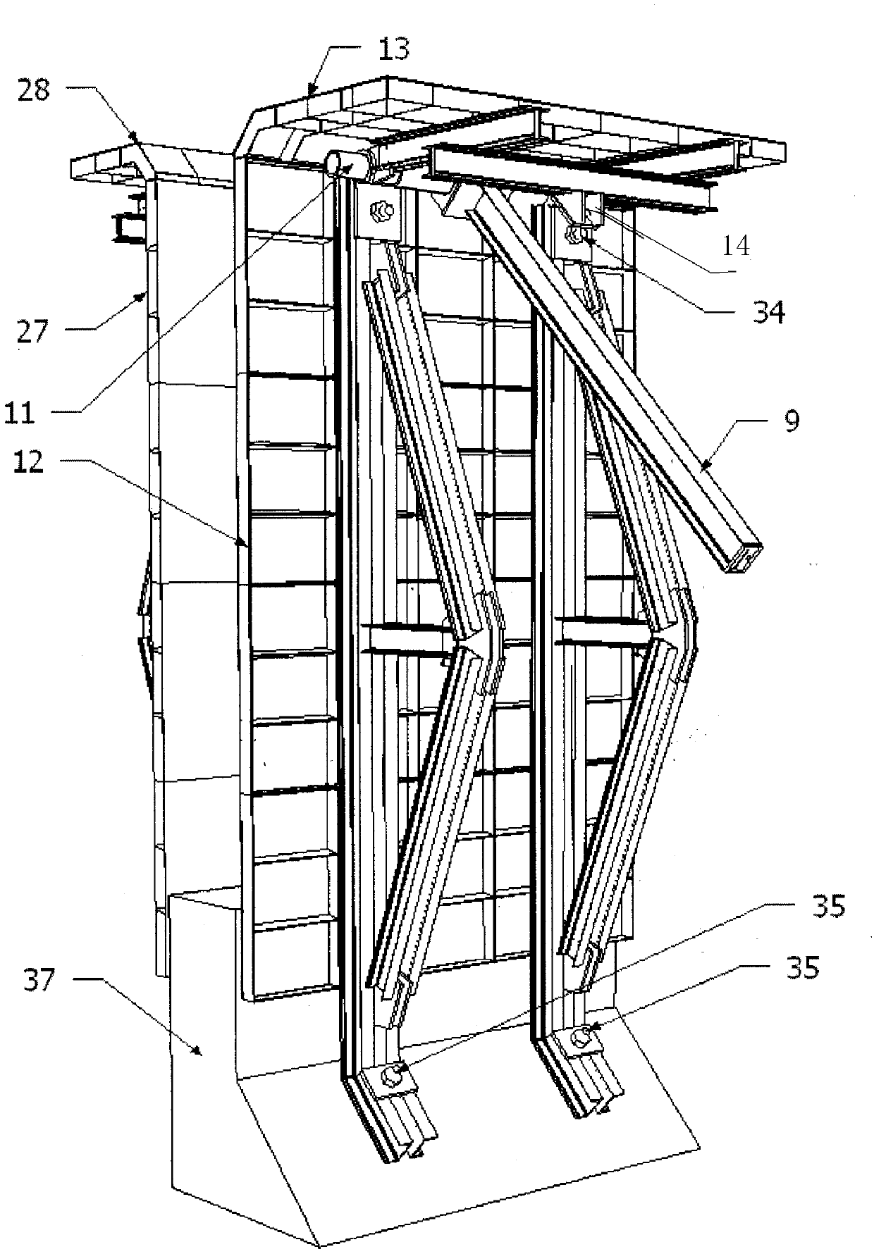Rectangular aqueduct construction steel mould trolley