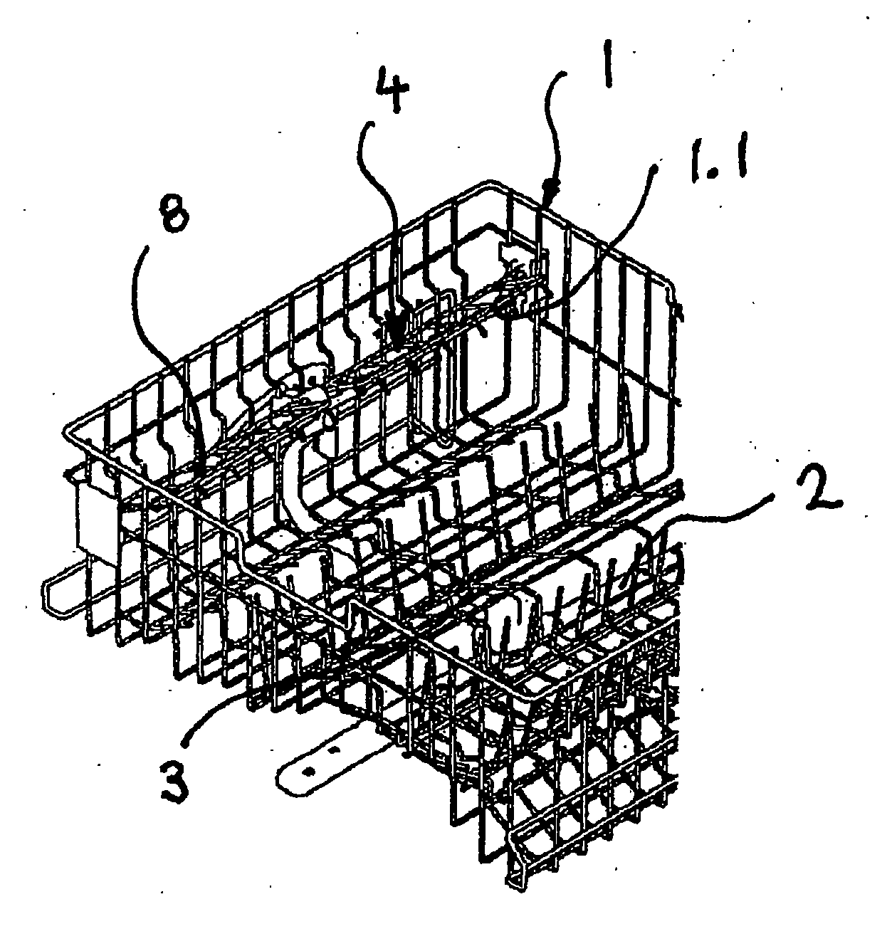 Crockery basket for a dishwasher machine, comprising an intensive washing zone