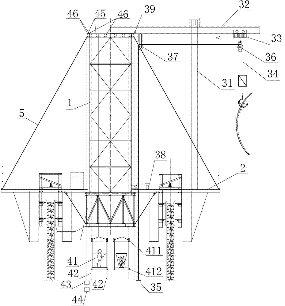 Large water tower cylinder hydraulic slip-form vertical-transportation system and method