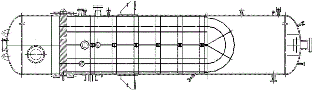 A vertical baffle rod heat exchanger with longitudinal partitions