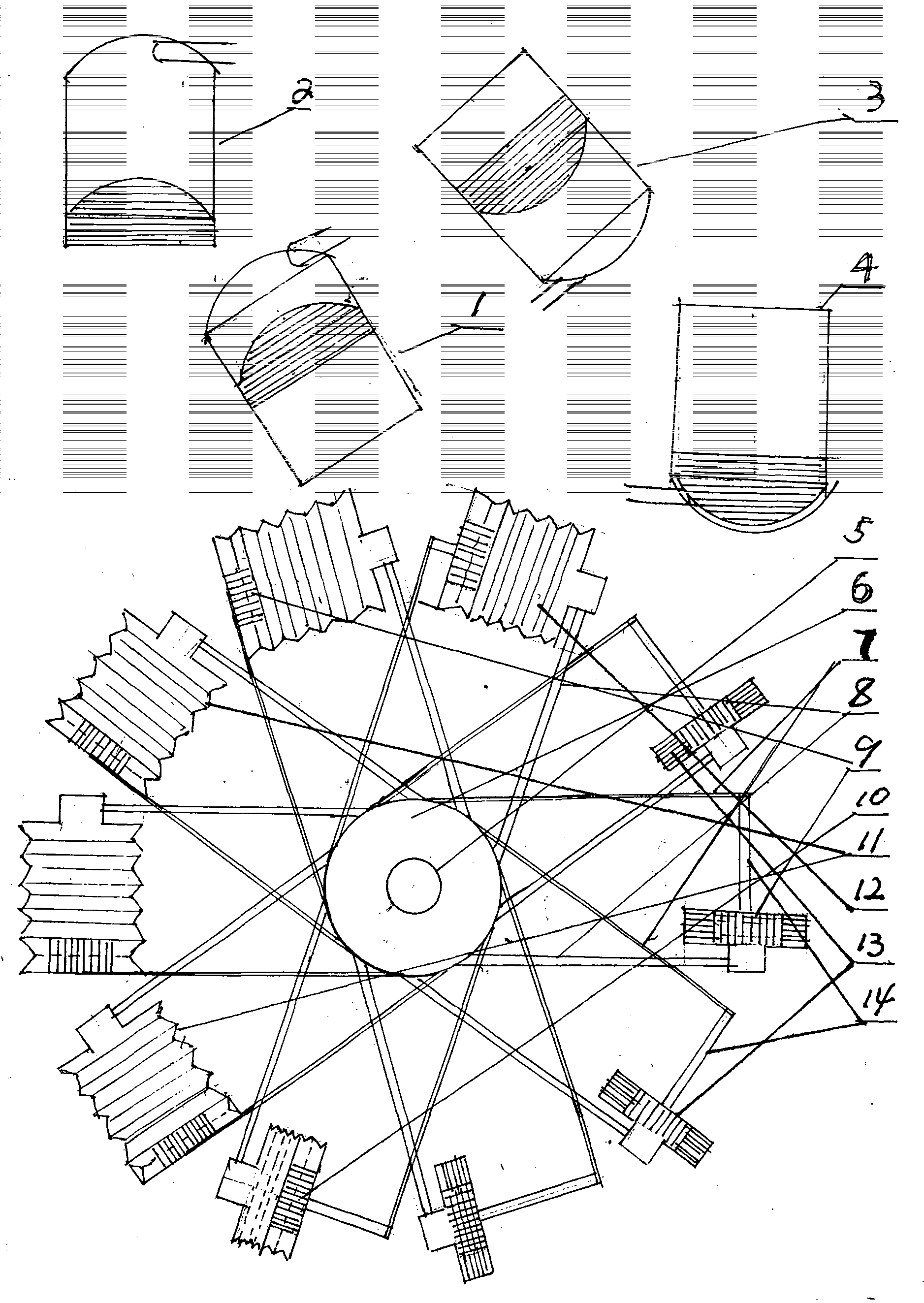 Large-rotating-wheel multi-cylinder type automatic rotating power generation method for implementing automatic intake-exhaust by means of gravity to obtain over-compensatory buoyancy-gravity energy