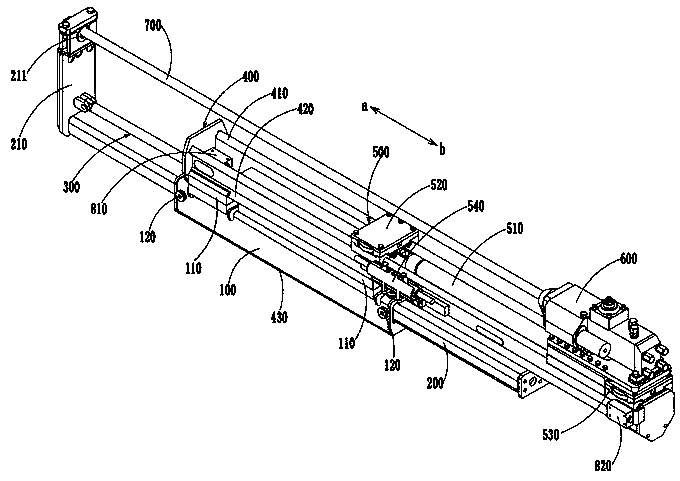Telescopic propulsion structure, thruster assembly, rock drilling equipment and telescopic propulsion method