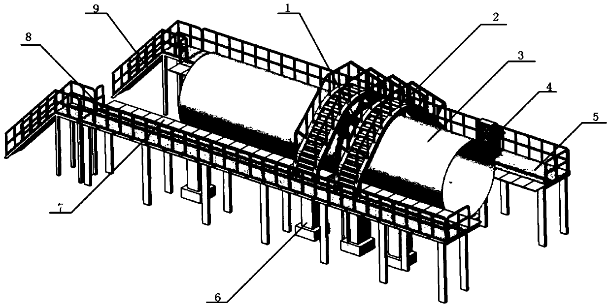 Self-adaptive mixed connected structure-type rigid-flexible combined rail hole forming system