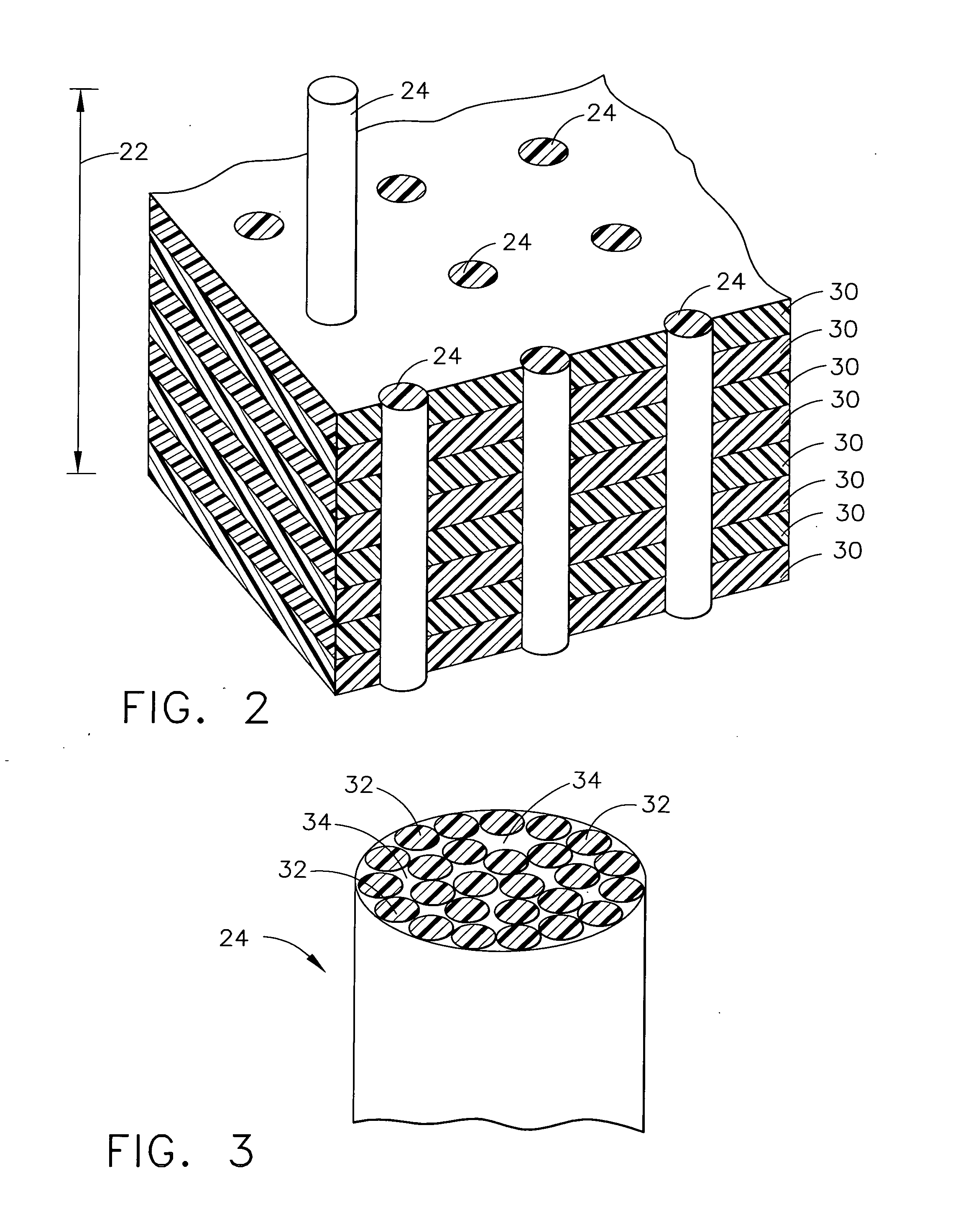 Method for making a pin reinforced, crack resistant fiber reinforced composite airfoil