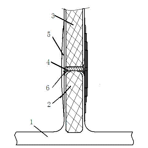Connecting structure and connection processing process of web plates of ferry glass reinforced plastic boat