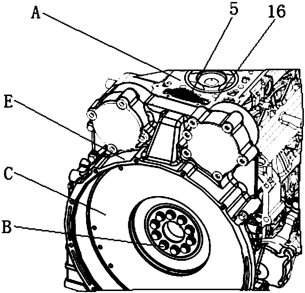 Tool for preventing flywheel of rear power take-off engine from rotation