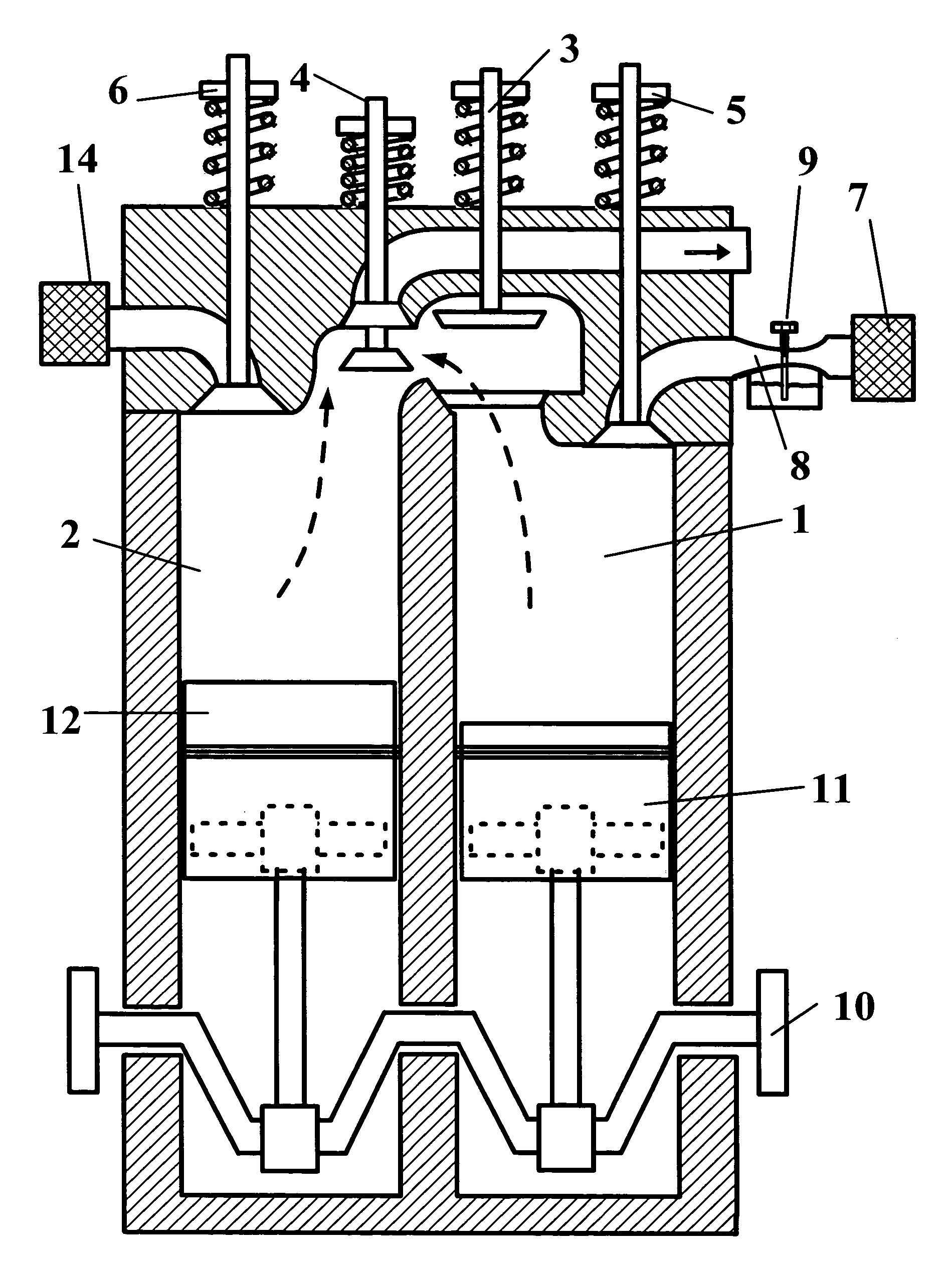 Compression ignition engine by air injection from air-only cylinder to adjacent air-fuel cylinder