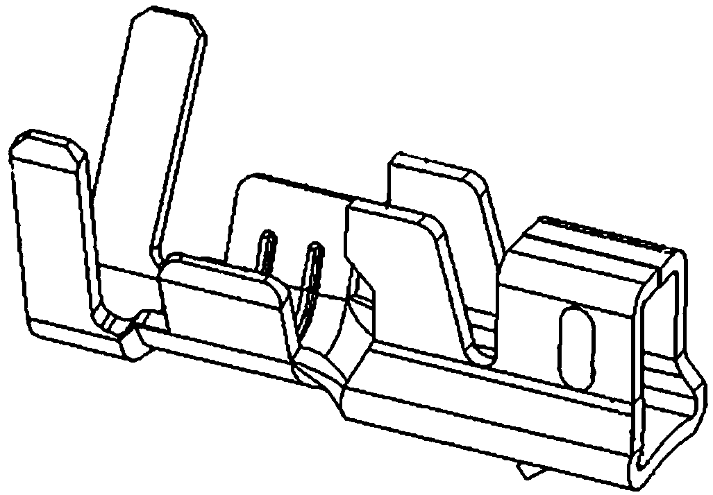 Protection type terminal with two-sided elastic piece and low insertion force