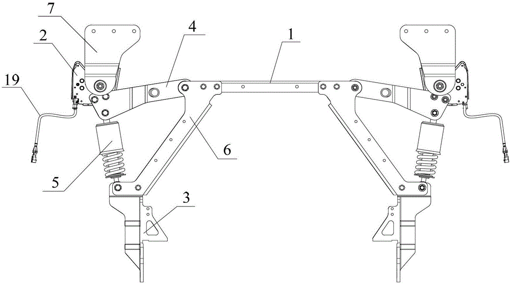 Suspension device applied to medium and heavy duty truck cab