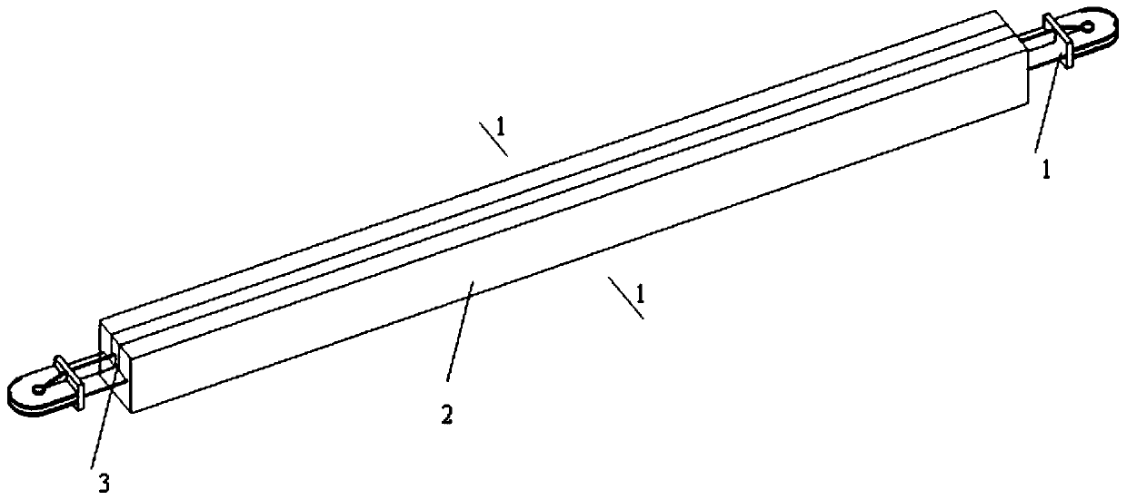 An assembled glulam constrained buckling-resistant energy-dissipating brace