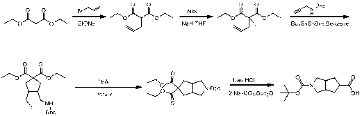 Preparation method for 2-(t-butyloxycarbonyl) octahydrocyclopenta [c] pyrrole-5-carboxylic acid