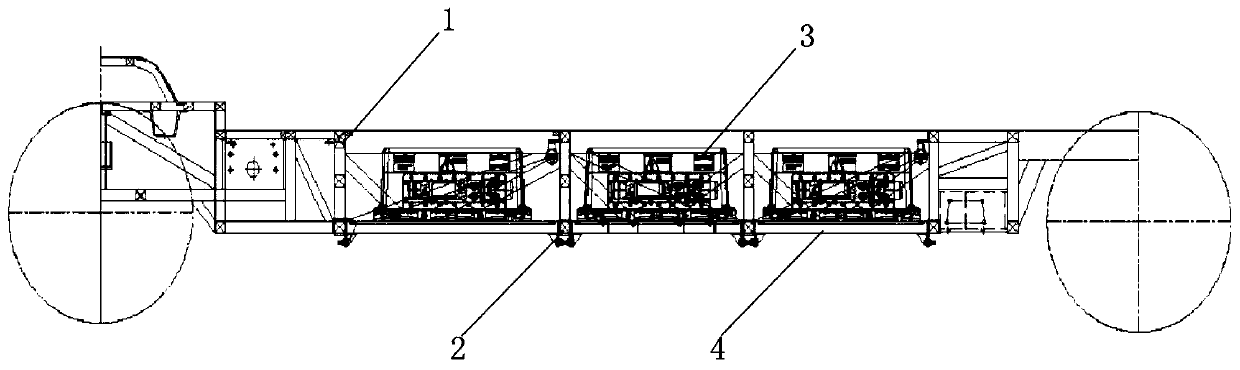 Pure electric business passenger car battery installing structure