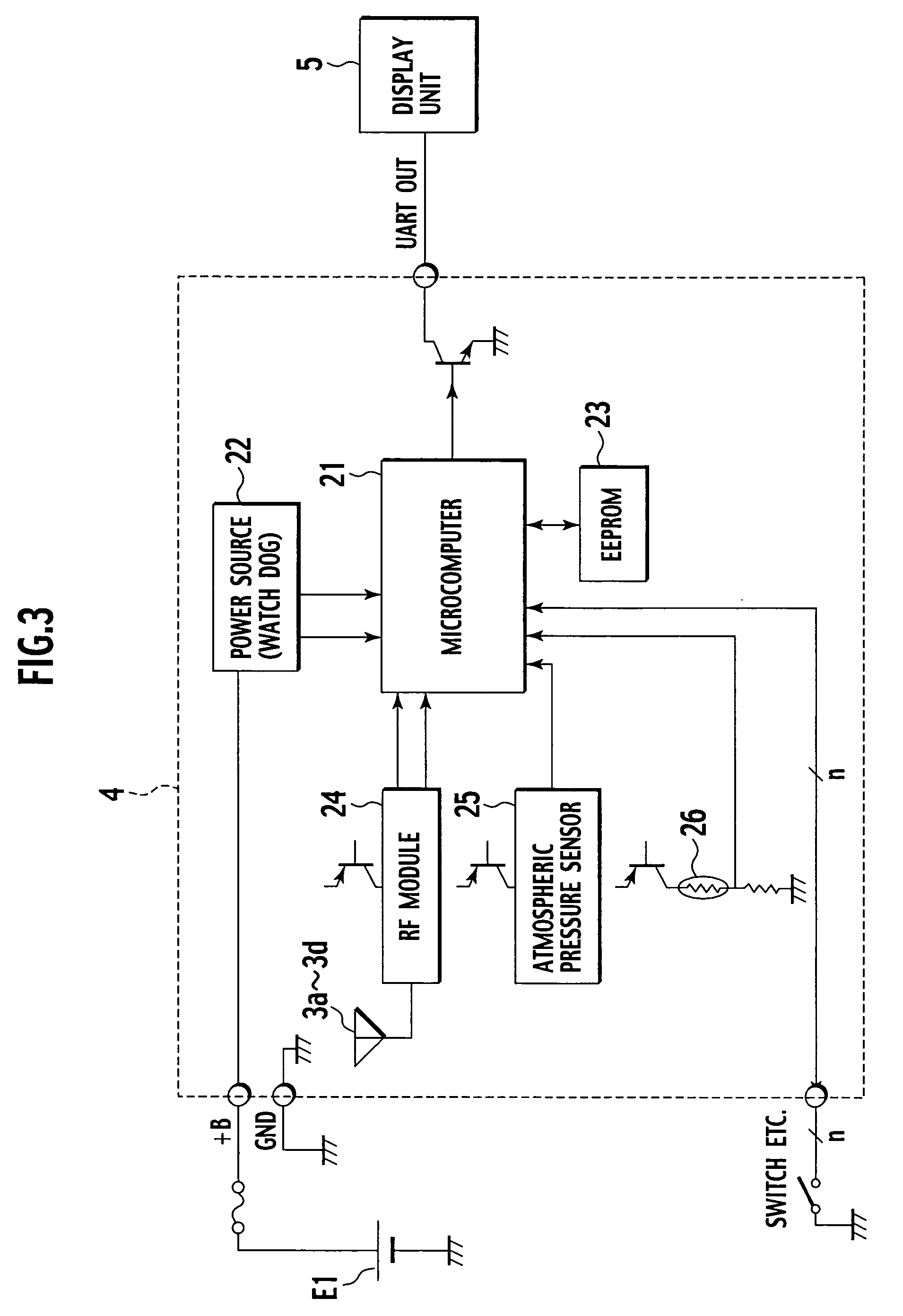 Tire inflation pressure detecting device for vehicle